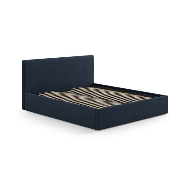 Тъмносиня тапицирана табла за легло 210,5x100 cm Remo – Micadoni -image-3