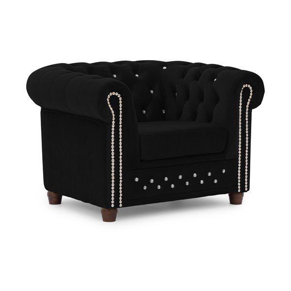 Черно кадифено кресло честърфийлд York Blik – Ropez