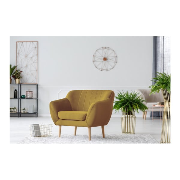 Hořčicově žluté křeslo Mazzini Sofas Benito-image-3