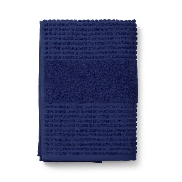Тъмносиня хавлиена кърпа от органичен памук от тери 70x140 cm Check – JUNA