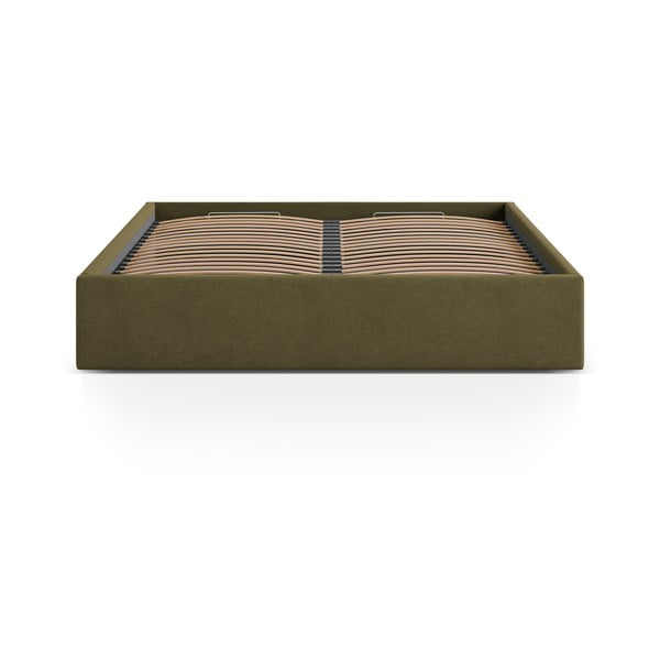 Зелено двойно легло 160x200 cm тапицирано с място за съхранение/без табла с включена подматрачна рамка Susan – Micadoni -image-2