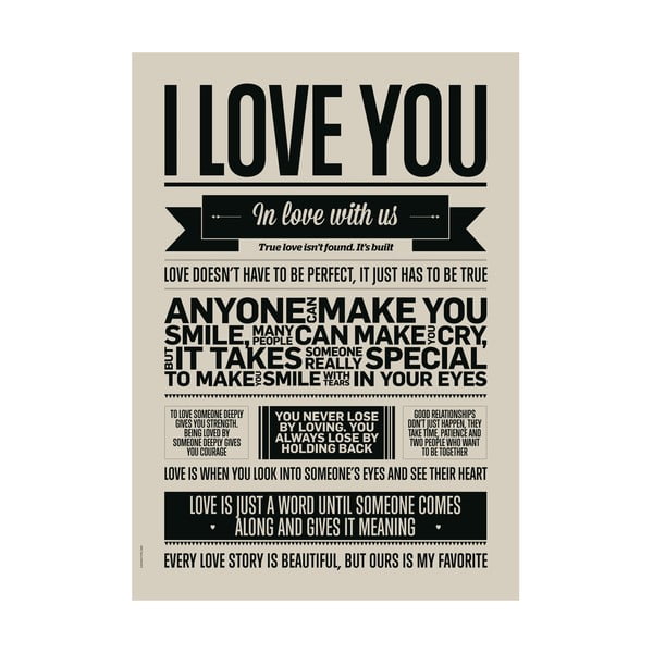 Autorský plakát I Love You Grey, 50x70 cm