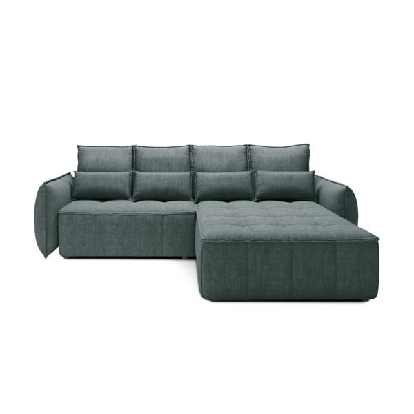 Зелен кадифен разтегателен ъглов диван с място за съхранение (десен ъгъл) Campo – ELTAP