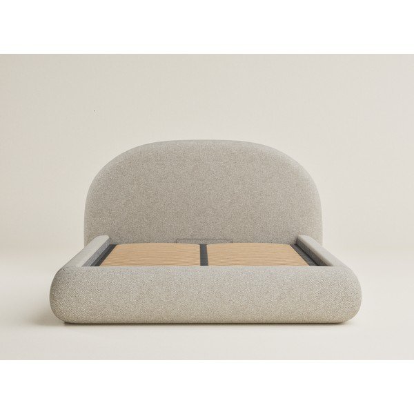 Бежово двойно легло 180x200 cm тапицирано с място за съхранение с включена подматрачна рамка Maumere – Maison de Rêve-image-2