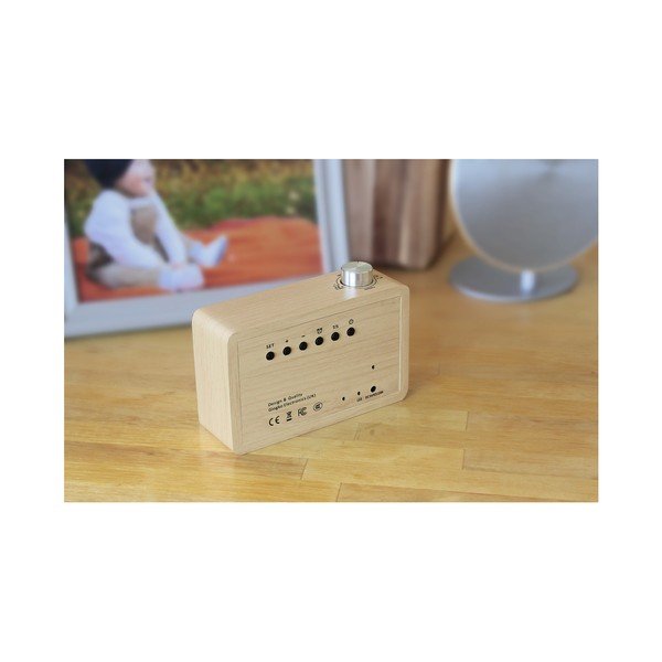 Бежов будилник с жълт LED дисплей и Radio Click Clock - Gingko-image-2