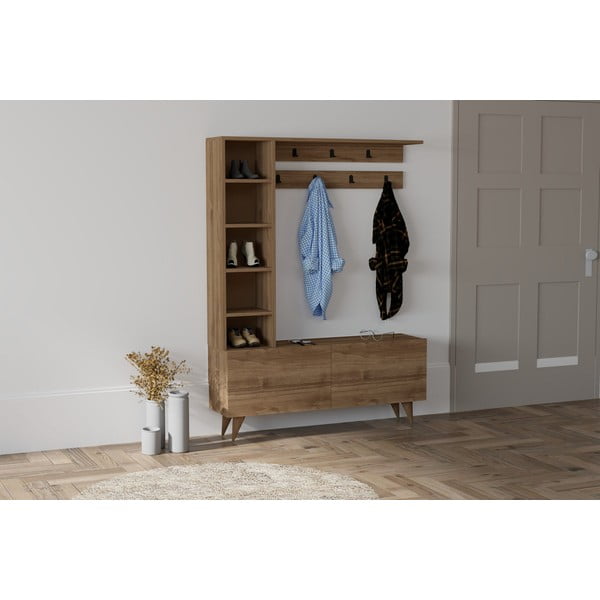 Комплект за коридор в декор от орех в естествен цвят Hale - Kalune Design-image-1