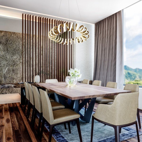 LED висящо осветително тяло златно ø 55 cm Curl – Trio-image-1