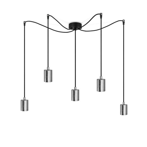 Черна висяща лампа с пет рамена и сребърни детайли Cero - Sotto Luce