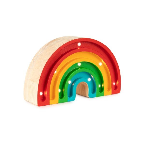 Цветна настолна лампа, изработена от борова дървесина, широчина 20 cm Rainbow - Little Lights-image-1