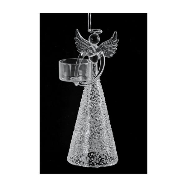 Коледна стъклена украса във формата на ангел с поставка за чаена свещ Ego decor, височина 20 см - Ego Dekor