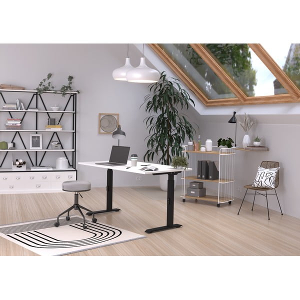 Работна маса с регулируема височина с бял плот за маса 80x120 cm Downey – Germania-image-1