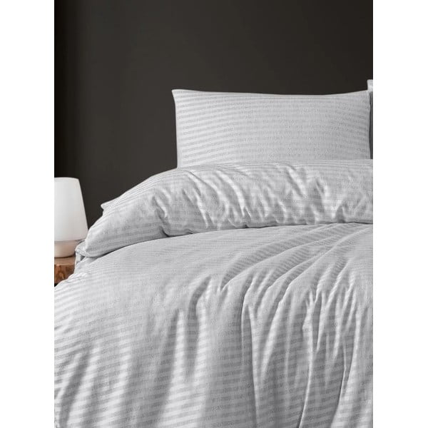 Светлосиво двойно удължено спално бельо с включен долен чаршаф 4 части 200x220 cm – Mila Home-image-2