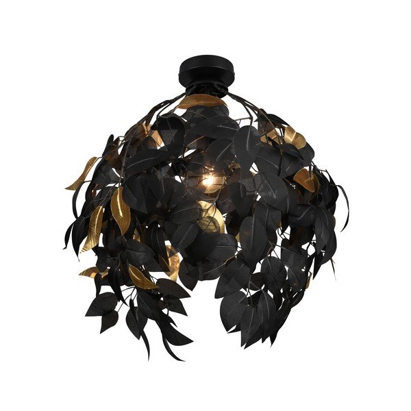 Матово черно метално осветително тяло за таван с пластмасов абажур ø 38 cm Leavy – Reality-image-3