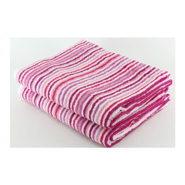 Set 2 osušek Pink Stripes, 70x140 cm