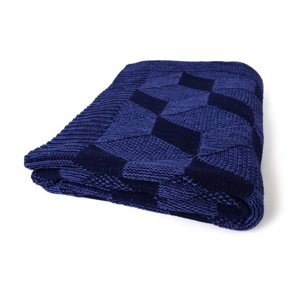 Тъмносиньо памучно одеяло Clen, 130 x 170 cm - Homemania Decor
