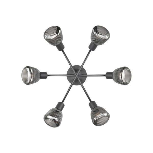 Черно осветително тяло за таван със стъклен абажур Tarifa – Trio-image-3