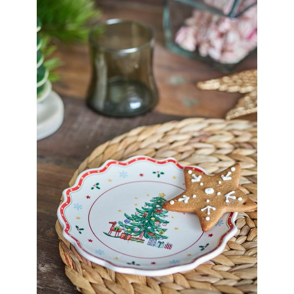 Червено-кремава керамична чиния за сервиране с коледен мотив ø 17 cm Naive – Bloomingville-image-2