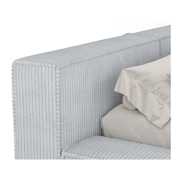 Светлосиво двойно легло 160x200 cm тапицирано с място за съхранение с включена подматрачна рамка Voliera – Maison de Rêve-image-4