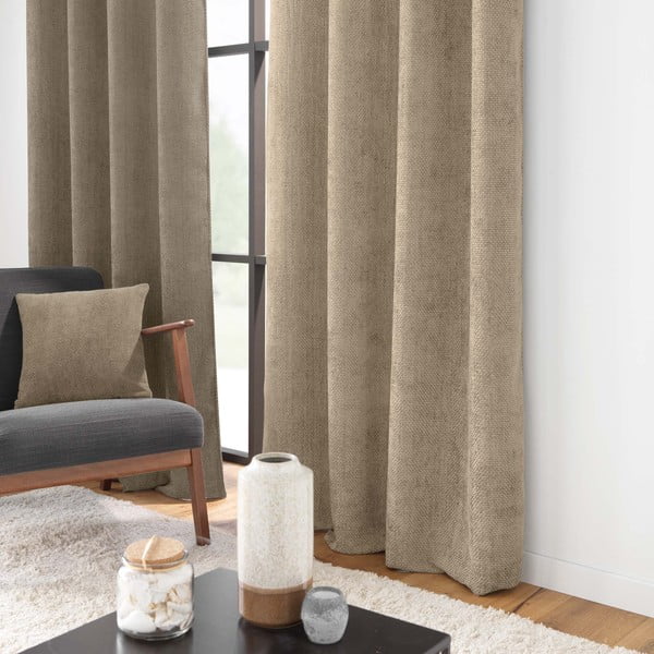 Светлокафяво перде от шенил 140x260 cm Leo – douceur d'intérieur-image-1