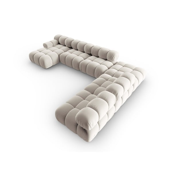 Бежов кадифен модулен ъглов диван (десен ъгъл/U форма) Bellis – Micadoni -image-4