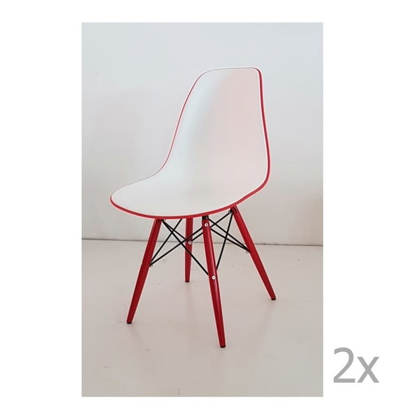 Sada 2 bílo-červených jídelních židlí Castagnetti Poly