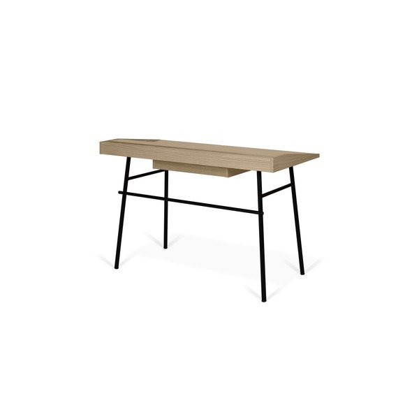 Бюро с дъбов плот и черни крака Пли, 120 x 81 cm - TemaHome-image-2