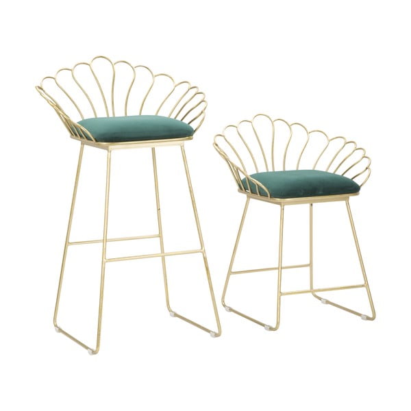 Sada 2 barových židlí ve zlato-zelené barvě Mauro Ferretti Flower