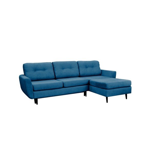 Tyrkysová rozkládací pohovka s černými nohami Mazzini Sofas Hortensia, pravý roh-image-1