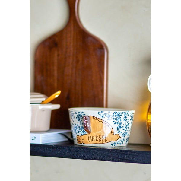 Бяла/синя глинена купичка 460 ml Hezha – Bloomingville-image-2