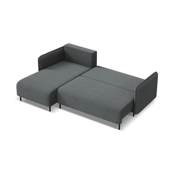 Тъмносив разтегателен ъглов диван с място за съхранение (ляв ъгъл) Luana – Makamii-image-3