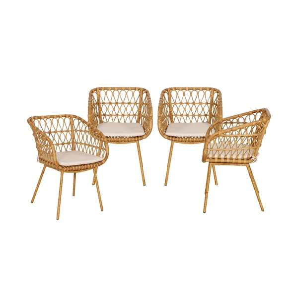 Градински столове от ратан в комплект от 4 броя в естествен цвят - Bonami Essentials