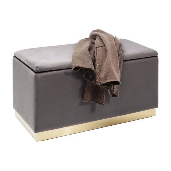 Кафяво-сива кадифена пейка с място за съхранение Cherry - Kare Design-image-3