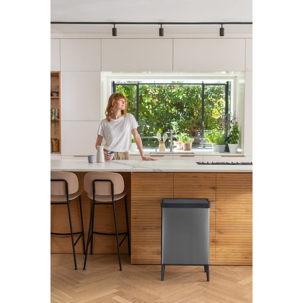 Сиво кошче за боклук с отваряне с докосване от рециклирана пластмаса 54 l Verto High – Curver-image-1