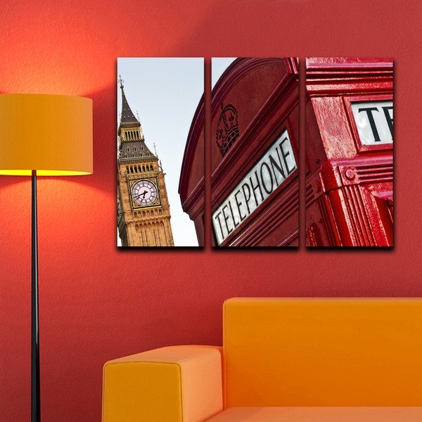 3dílný obraz Telefonní budka-image-1