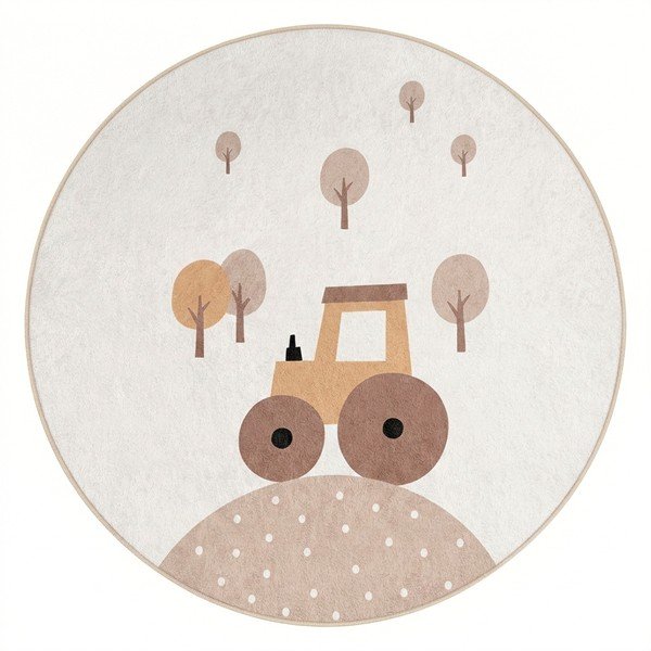 Бежов детски килим подходящ за пране ø120 cm Tractor World – Mila Home