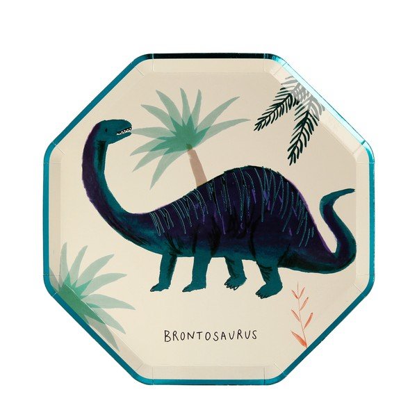 Хартиени чинийки за еднократна употреба в комплект 8 бр. Dinosaur Kingdom – Meri Meri-image-4