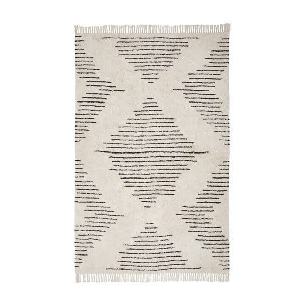 Бежов и черен ръчно тъкан памучен килим , 120 x 180 cm Fini - Westwing Collection