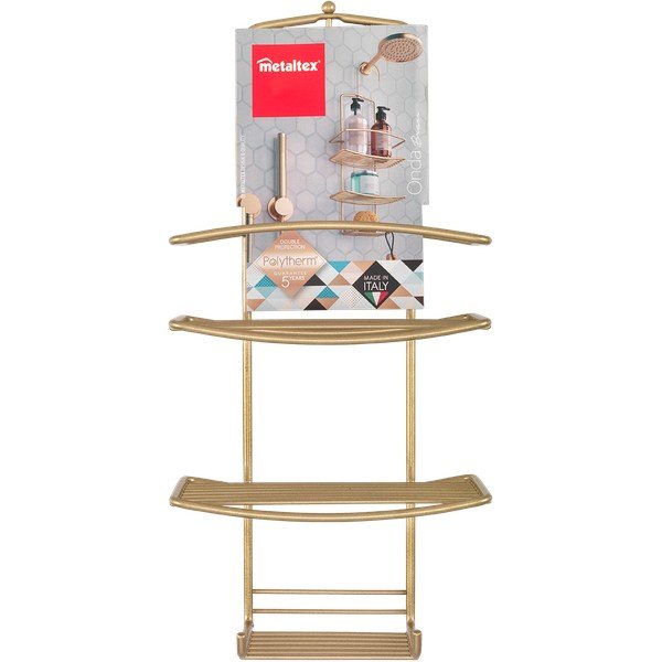 Висящ стоманен рафт за баня в златисто Onda – Metaltex-image-2