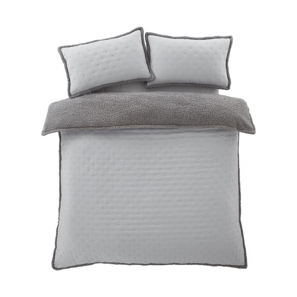 Сиво двойно  спално бельо от шерпа 200x200 cm Cosy Nori – Catherine Lansfield