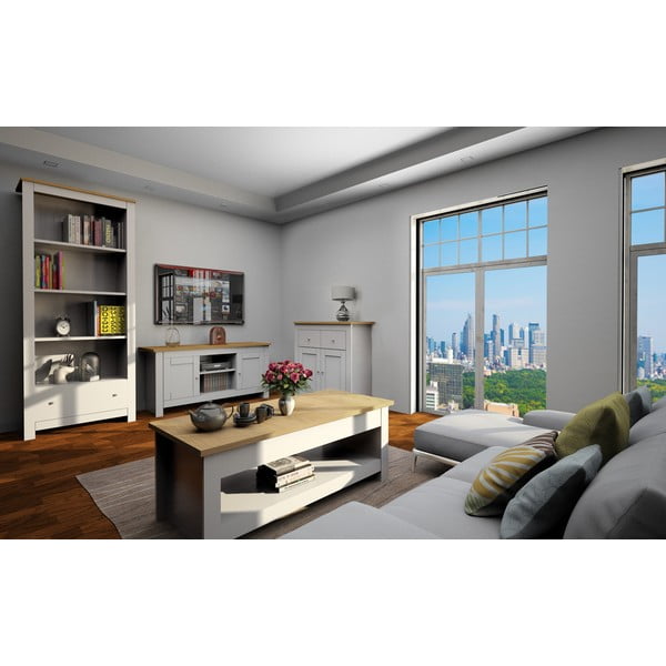 Нисък скрин с чекмеджета от дъб в сив/естествен цвят 79x81 cm Emerald - Støraa-image-1