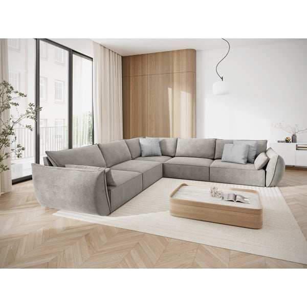 Светлосив ъглов диван (променлив) Vanda - Mazzini Sofas-image-1