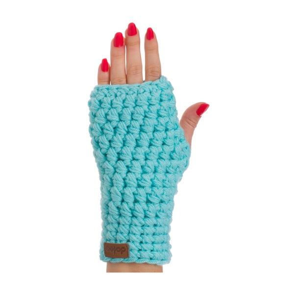 Тюркоазено сини ръчно плетени ръкавици Milo - DOKE