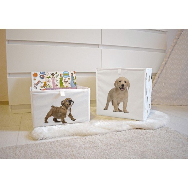 Бял текстилен органайзер за детски играчки  32x32x32 cm The Cutest Ones – Butter Kings-image-1