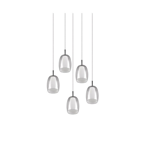 Висящо осветително тяло със стъклен абажур ø 48 cm в сребристо Barret - Trio Select-image-3