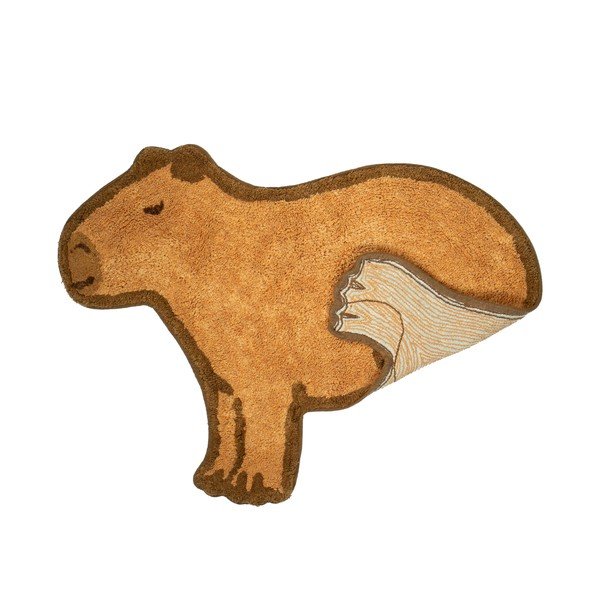Кафяв памучен детски килим 52x68 cm Capybara – Sass & Belle-image-1