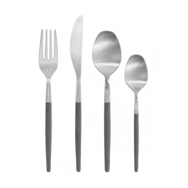 Тъмносиви//сребърни прибори за хранене 16 бр. от неръждаема стомана Maxime – Blomus