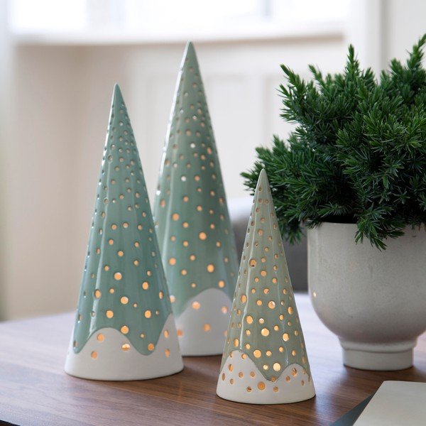 Тюркоазен коледен свещник от костен порцелан , височина 25,5 см Nobili - Kähler Design-image-2