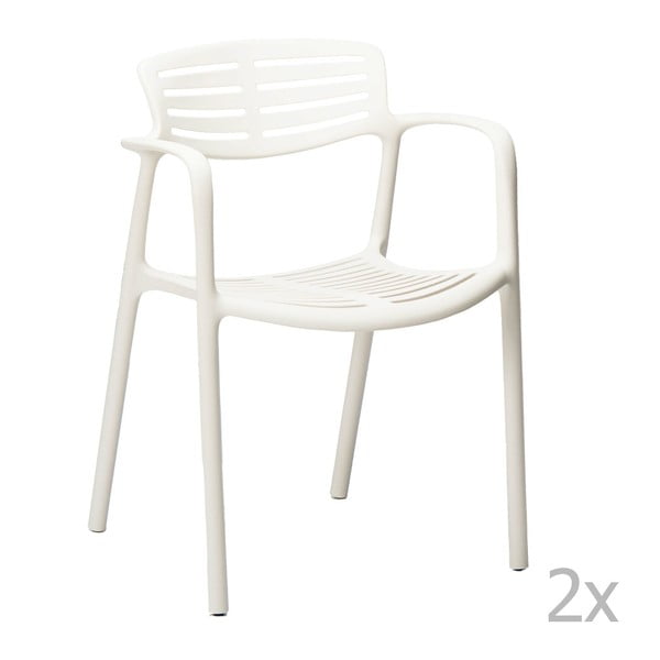 Sada 4 bílých zahradních židlí s područkami Resol Toledo Aire