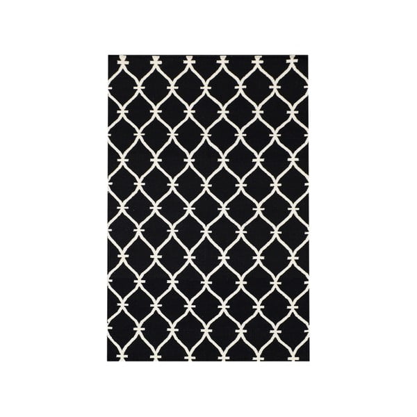 Vlněný koberec Kilim Belinda Black, 155x240 cm