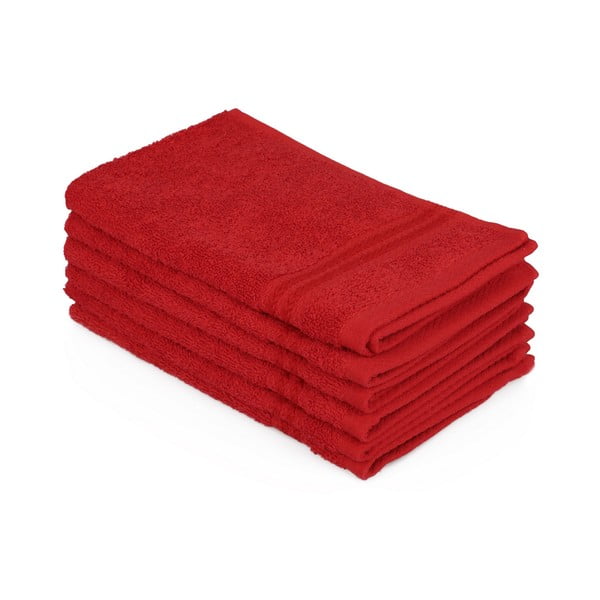 Комплект от 6 червени кърпи за баня, 50 x 30 cm - Unknown
